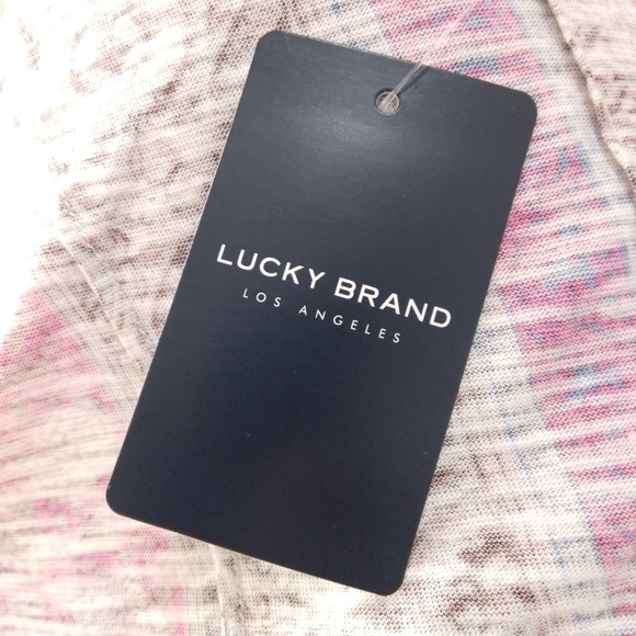 NWT Lucky Brand Pintuck Hi-Low Boho Print Top Size Large - Picture 7 of 10